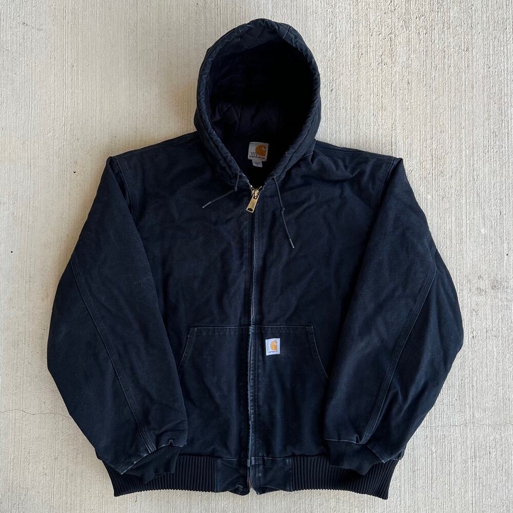 Carhartt J140 BLK black hooded work wear jacket